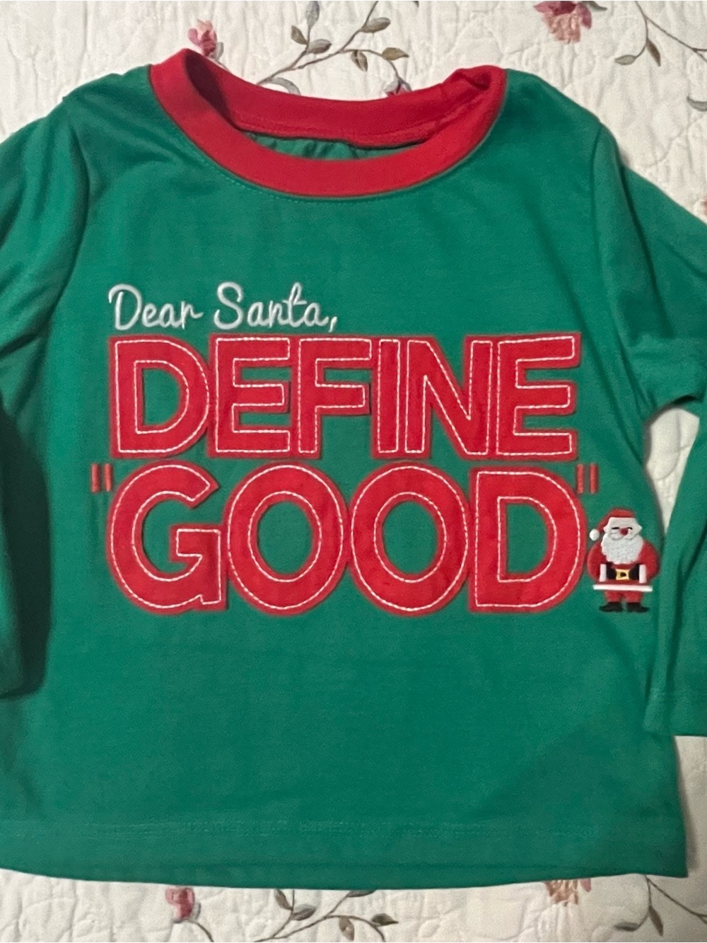 Carter's Green Long-Sleeve 'Define Good' Holiday Tee with Red Trim